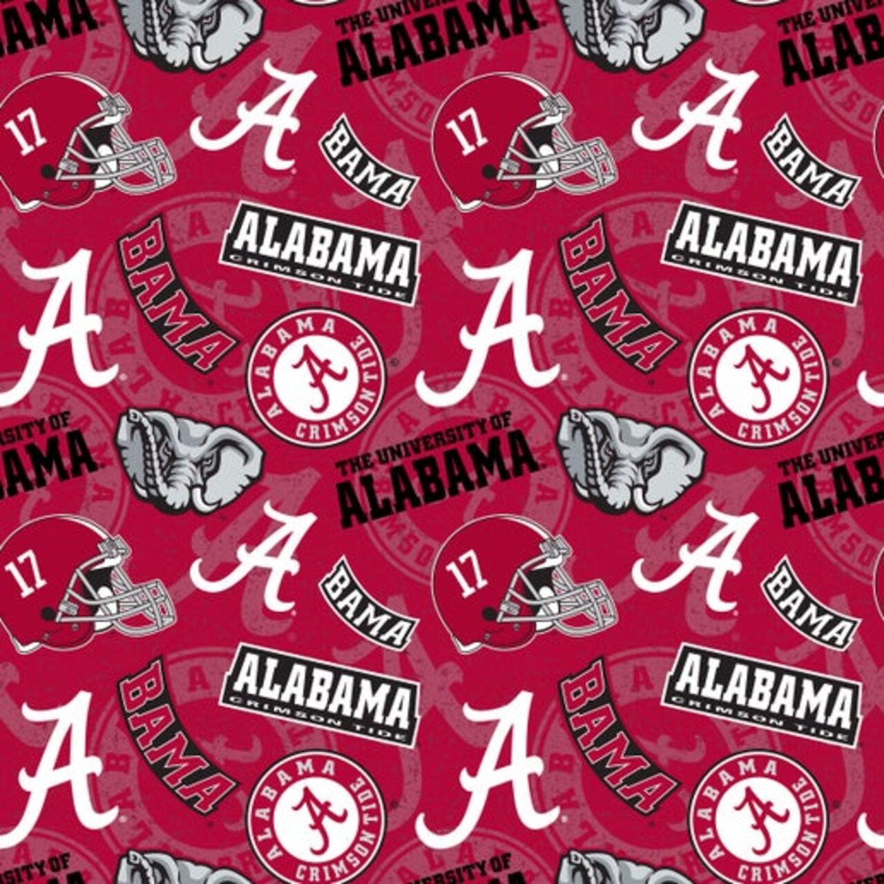 Licensed NCAA University of Alabama Tone on Tone AL-1178 Cotton Fabric by the Yard